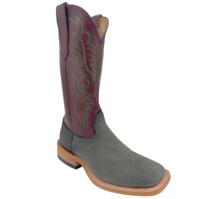 Fenoglio Men's Black Rugged with Burgundy Square Toe Boots