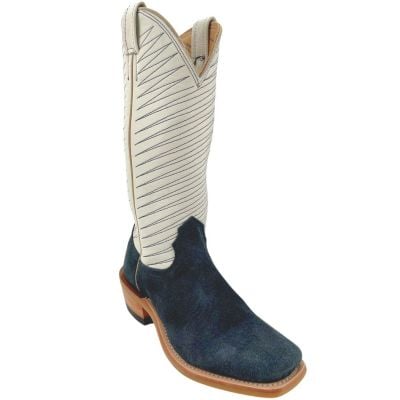 Fenoglio Ladies Navy Roughout With Cream Square Toe Boots