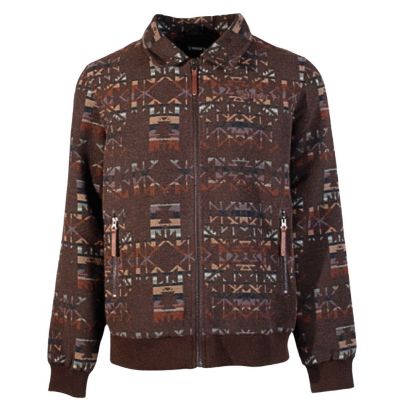 Hooey Men's Brown Full Zip Aztec Bomber Jacket