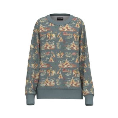 Hooey Womens Blue W/Stallion Pattern Pullover Crew