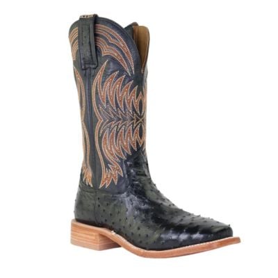 Hyer Men's Langdon Full Quill Ostrich Western Boot - Black