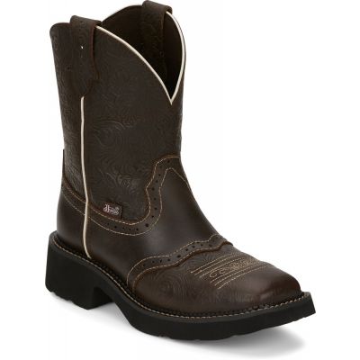 Justin Ladies Mandra Brown Square Toe Boots
