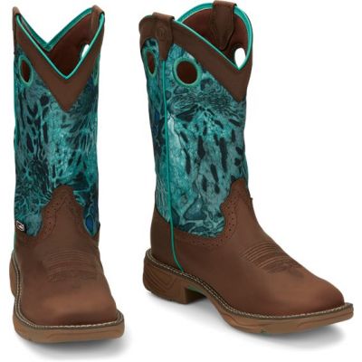 Justin Ladies Waterproof Square Toe Work Boots