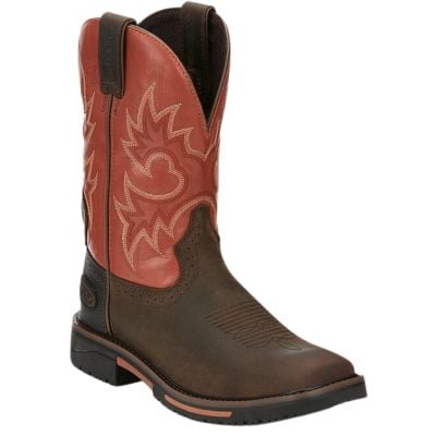 Justin Men's Joist 11" Rustic Brown Soft Toe Work Boot