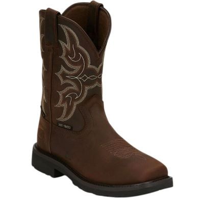 Justin Men's Richochet 10" Walnut Brown Buffalo Waterproof Comp Toe Work Boot