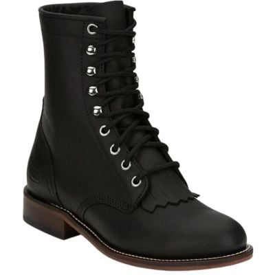 Justin Women's Mckean 7" Black Lace-Up Roper Boot