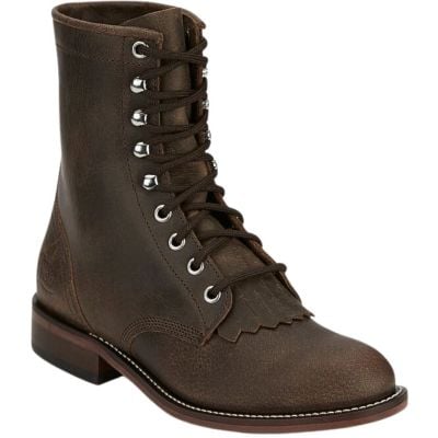 Justin Women's Mckean 7" Khaki Lace-Up Roper Toe Boot