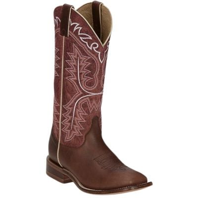 Justin Women's Stella 13" Brown Wide Square Toe Western Boot