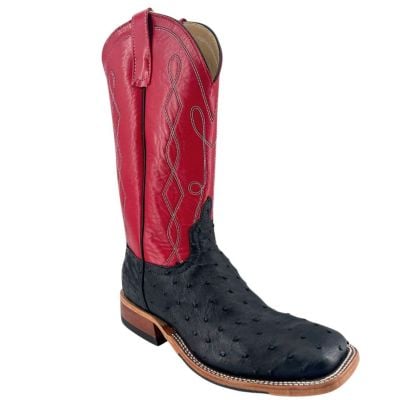 Kleinschmidt's Exclusive Men's Anderson Bean Black Full Quill Ostrich/Tristan Kidskin Boots