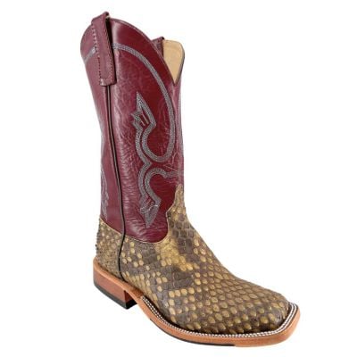 Kleinschmidt's Exclusive Men's Anderson Bean Natural Matte Giant Python/Sangria Kidskin Boots