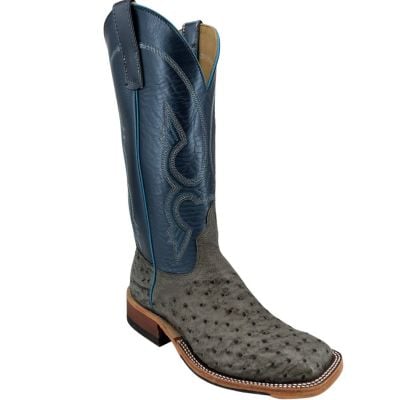 Kleinschmidt's Exclusive Men's Anderson Bean Serpentine Bruciato Ostrich/Regal Blue Kidskin Roper