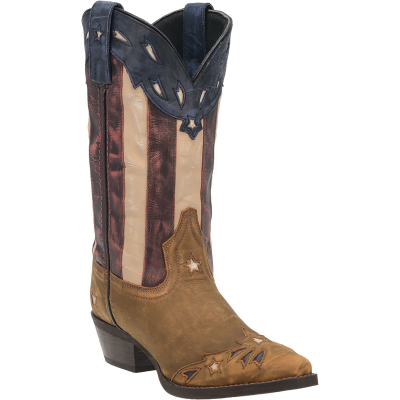 Laredo Ladies Keyes Red White and Blue Flag Top Snip Toe Boots