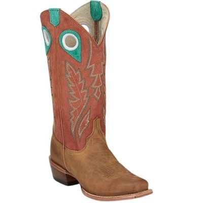 Justin Women's Lorena 13" Sunflower Tan Square Toe Western Boot