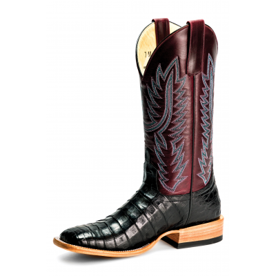 Macie Bean Ladies Black Caiman Square Toe Boots