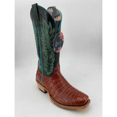 Macie Bean Ladies Caiman Brandy Square Toe Boots