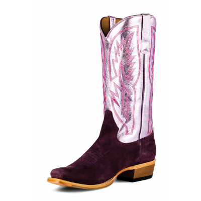 Macie Bean Ladies Cosmic Cowgirl Pink Metallic and Suede Western Boots