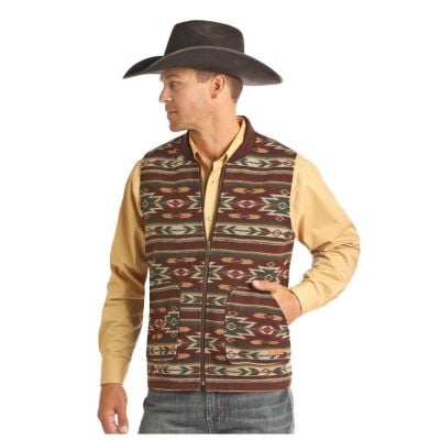 Maroon Aztec Jacquard Vest