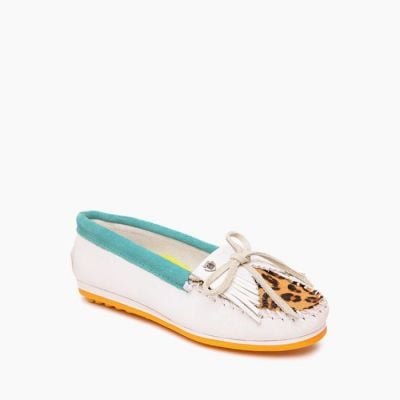 Minnetonka Ladies Turquoise Leopard Kilty Plus Shoes