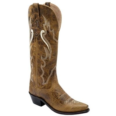 Old West Women's 14" Brown Leather Snip Toe Boot