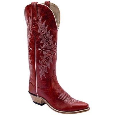 Old West Women's 14" Red Leather Snip Toe Boot