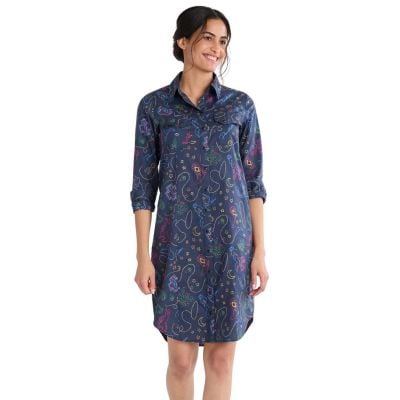 Pendleton Print Gambler Shirt Dress - Navy Western Brights