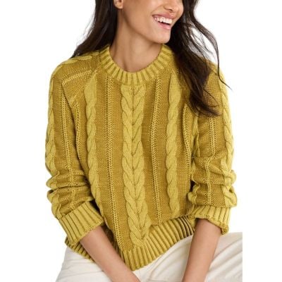 Pendleton Women's Cotton Cable Sweater - Gold