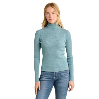Pendleton Women's Rib Merino Turtleneck - Atlantic Blue Heather