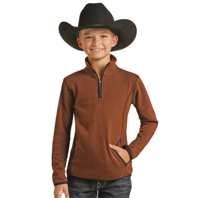 Powder River Kids Rust Heather Knit  Quarter Zip