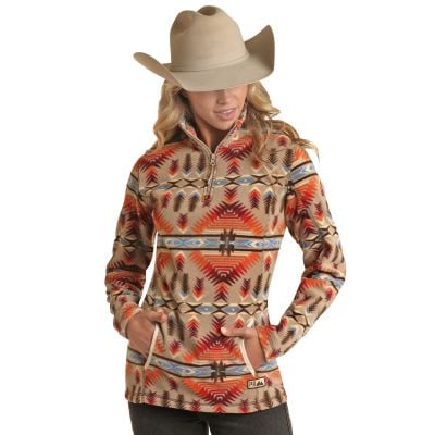 Powder River Ladies Aztec Printed Fleece Pullover