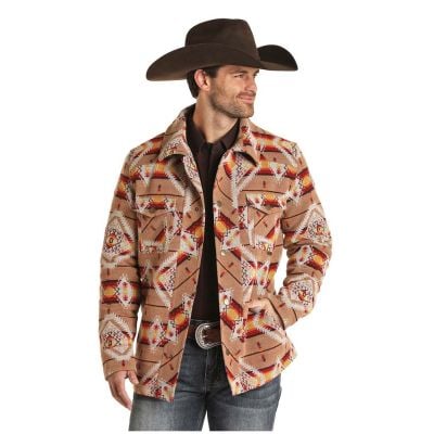 Powder River Men's Aztec Jacquard Wool Commander Jacket