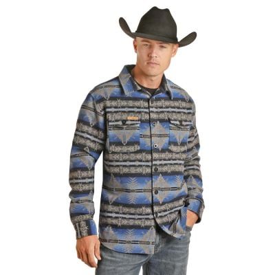 Powder River Men's Aztec Jacquard Wool Shirt Jacket
