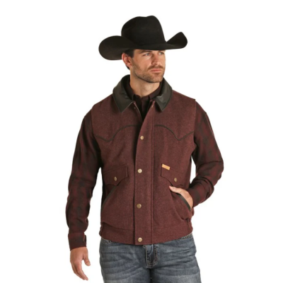 Powder River Men's Burgundy Wool Vest