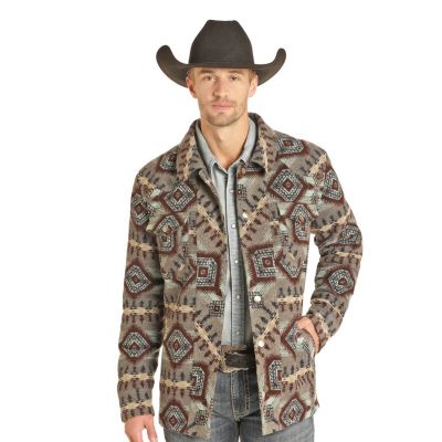 Powder River Men's Jacquard Wool Jacket - Grey