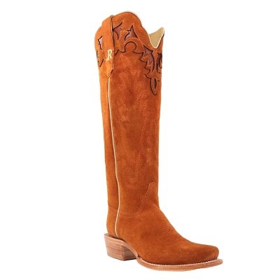 R. Watson Ladies 17" Knee High Ginger Suede Roughout Boots