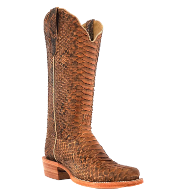 R. Watson Ladies Sand Matte Python Cutter Toe Boots