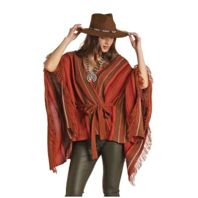 Rock N Roll Juniors Knitted Poncho WIth Self Ties