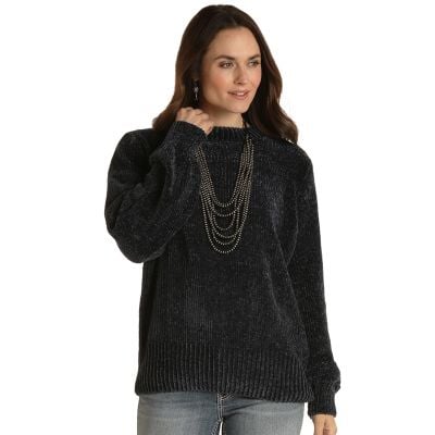 Rock N Roll Ladies Chenille Solid Sweater