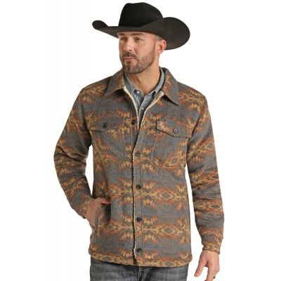 Rock N Roll Men's Aztec Button Down Shirt Jacket