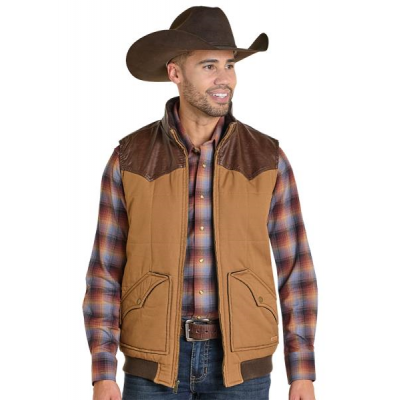 Rock N Roll Men's Camel Twill Puffer Vest