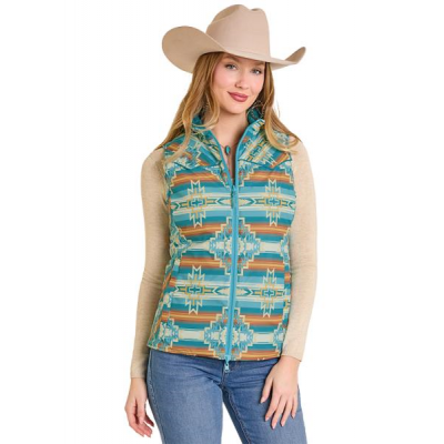 Rock N Roll Women's Aqua Reversible Quilted Vest
