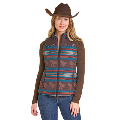 Rock N Roll Women's Brown Reversible Puffer Vest