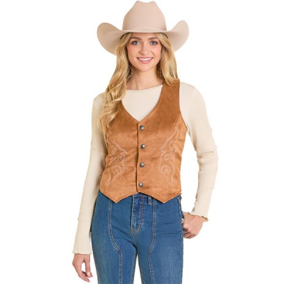 Rock N Roll Women's Embroidered Microsuede Vest