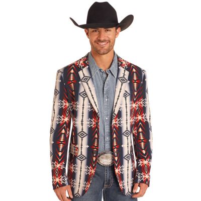 Rock & Roll Denim Men's Aztec Print Blazer - Indigo