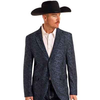 Rock & Roll Denim Men's Blue Paisley Jacquard Sports Coat