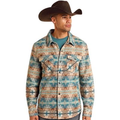 Rock & Roll Denim Men's Natural Aztec Jacquard Shacket