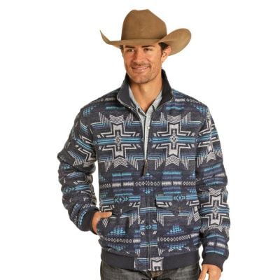 Rock & Roll Men's Aztec Jacquard Bomber - Navy