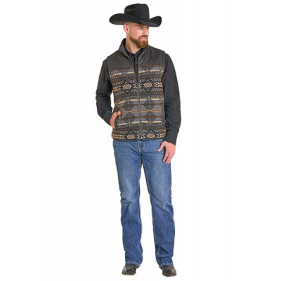 Rock & Roll Men's Brown Multi-Media Aztec Vest