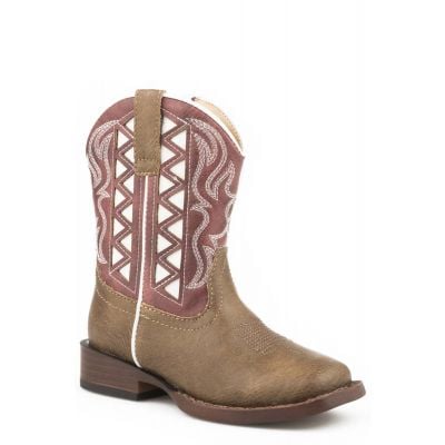 Roper Kids Red and Tan Aztec Boots