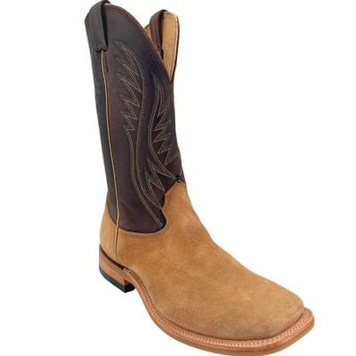 Fenoglio Men's Tan Victoria Roughout with Brown Mexkite Square Toe Boots