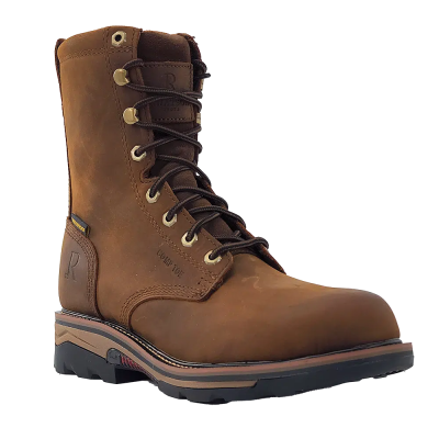 R.Watson Men's Peanut Round Toe Lace Up Work Boots